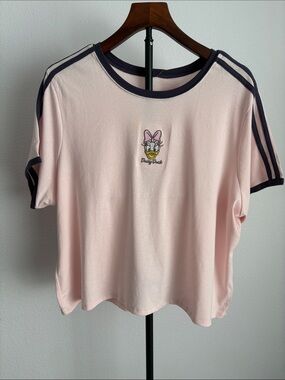 Disney Pink Short Sleeve Ringer Tee with Navy Trim women 3X